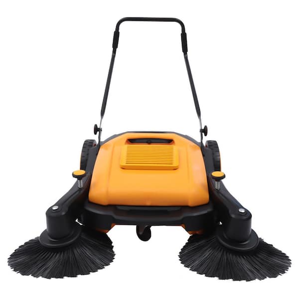 VEVOR Walk-Behind Hand Push Floor Sweeper, 25.6 inch Sweeping Width Floor Sweeper Manual Non-Electric, 5-Gallon Waste Container, Angle & Height