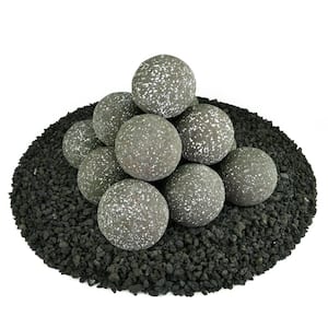 4 in. Set of 14 Ceramic Fire Balls in Charcoal Gray Speckled