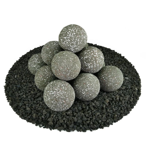 Unbranded 4 in. Set of 14 Ceramic Fire Balls in Charcoal Gray Speckled