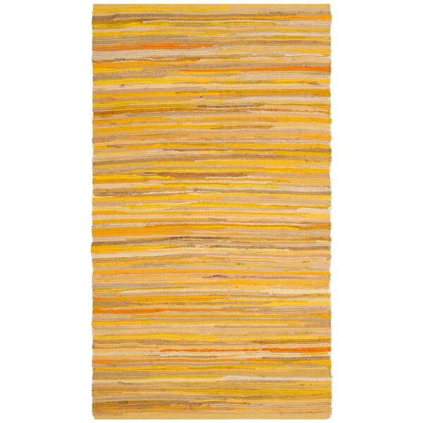 SAFAVIEH Rag Rug Yellow/Multi Doormat 3 ft. x 4 ft. Striped Gradient Area Rug