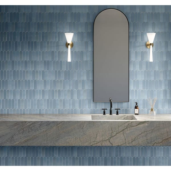 Artefino Vintage Celestite 13 in. x 13 in. Glossy Porcelain Fish Scale Mosaic Tile (10 sq. ft. /case)