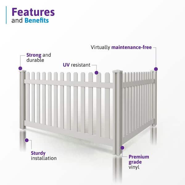 WamBam Fence 4 ft. H x 7 ft. W Premium Vinyl Yard and Pool Fence Panel with Post and Cap