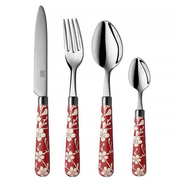 Quid Novi Fuji-Yama 32-Piece Red 18/0 Stainless Steel Flatware Set (Service for 8)