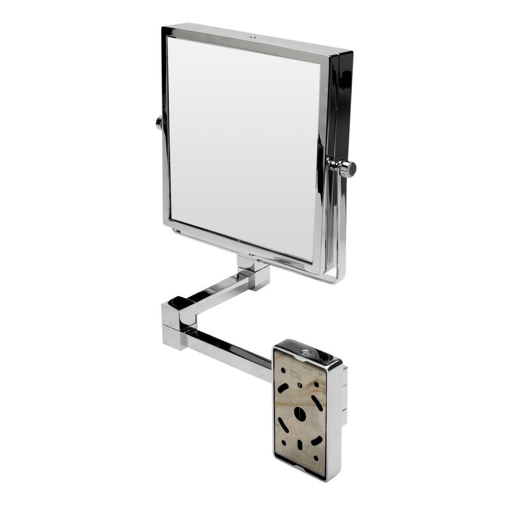 Polished Chrome 8" Square Wall-Mounted Dual Magnification Mirror