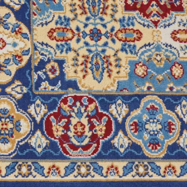 7 ft. x 10 ft. Blue Abstract Washable Square Area Rug