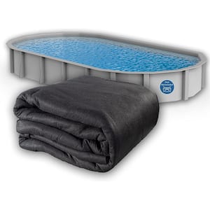 Aboveground Pool Protective Pad, 12 ft. x 20 ft. Oval, Puncture-Resistant Geotextile Pool Liner Pad in Black