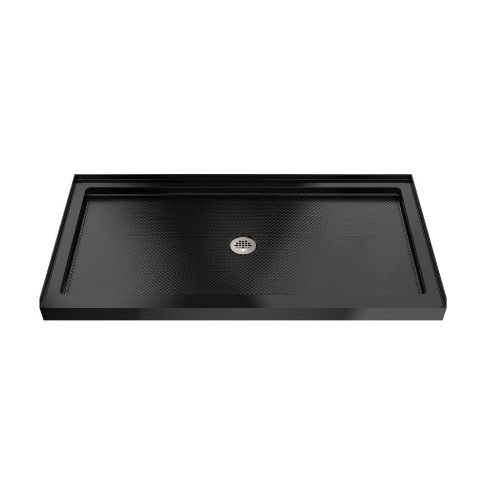 SlimLine 48 in. L x 36 in. W Alcove Rectangular Black Shower Pan Base with 2 in. Round Center Drain in Polished Nickel price history on PriceWatchPro