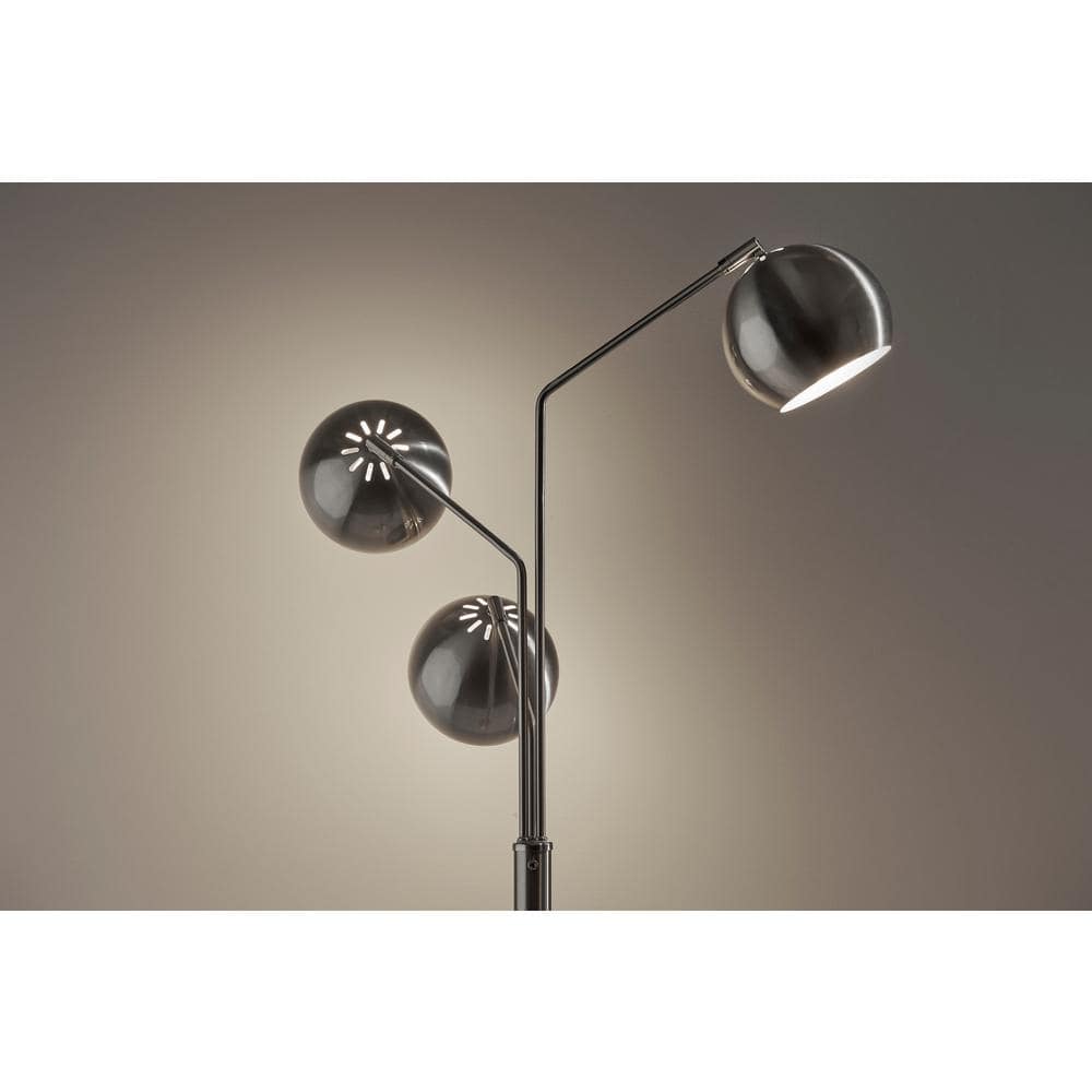 Adjustable Brushed Steel Multi-Head Tree Floor Lamp