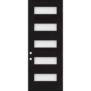 Regency 36 in. x 96 in. 5 L Modern Frosted Glass LHOS Onyx Stained Fiberglass Prehung Front Door