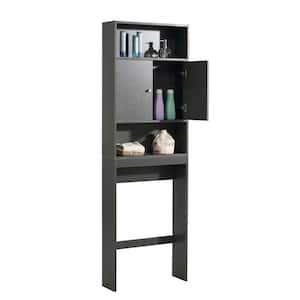 24.8 in. W x 77 in. H x 7.9 in. D Black Over The Toilet Storage with Soft Close Doors