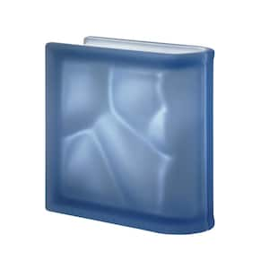 Pegasus Metric 3 in. Thick Series 7.48 x 7.48 x 3.15 in. Blu Satin End (1-Pack) Wave Pattern Glass Block