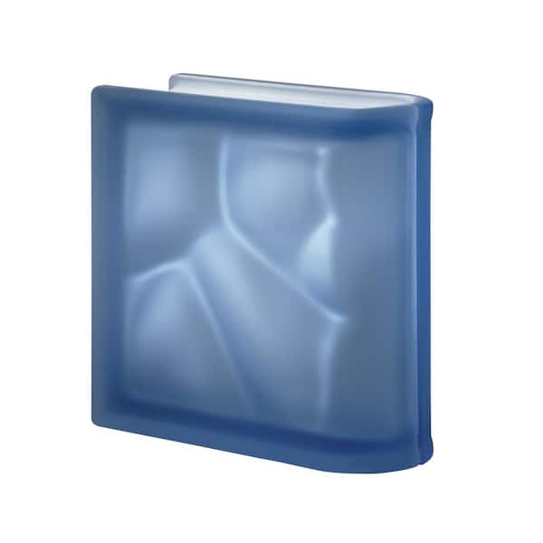 Seves Pegasus Metric 3 in. Thick Series 7.48 x 7.48 x 3.15 in. Blu Satin End (1-Pack) Wave Pattern Glass Block