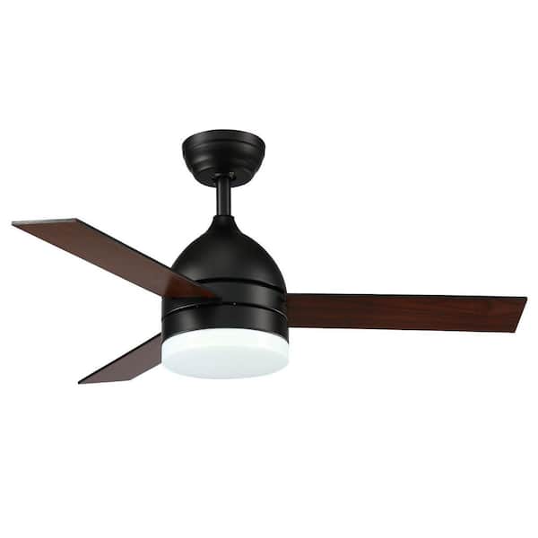 ANTOINE 40 in. Integrated LED Indoor/Outdoor Midnight Brown Ceiling Fan with Light Kit, Wall Control and Reversible Motor