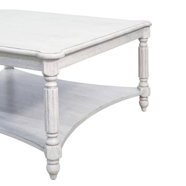GALANO Marcello 33.1 in. Spray Paint White Square Solid Wood Top 