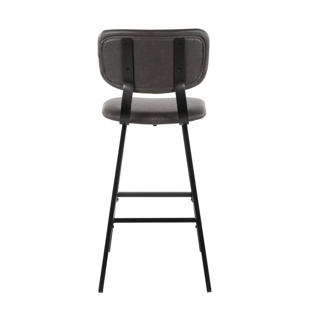 Black Metal and Brown Faux Leather Contemporary Bar Stool