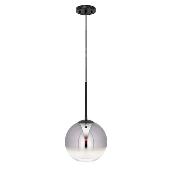 FORTE LIGHTING INC Callisto 1-Light Black Pendant with Chrome Ombre Globe Glass Shade