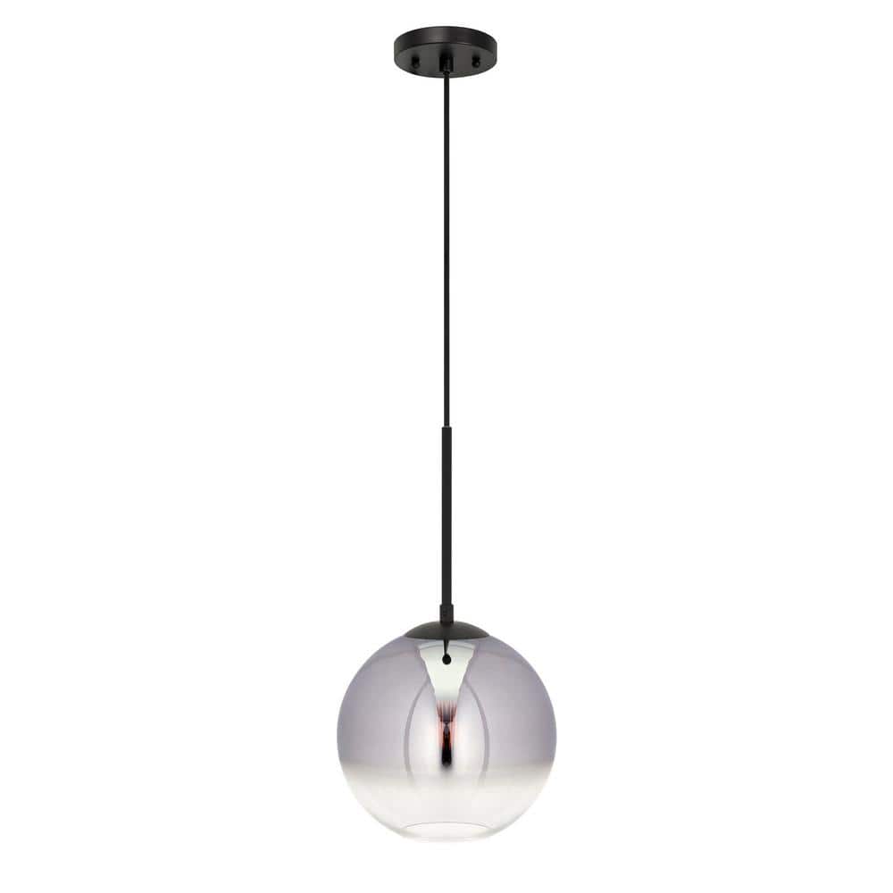 Callisto 1-Light Black Pendant with Chrome Ombre Globe Glass Shade