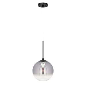 Callisto 1-Light Black Pendant with Chrome Ombre Globe Glass Shade