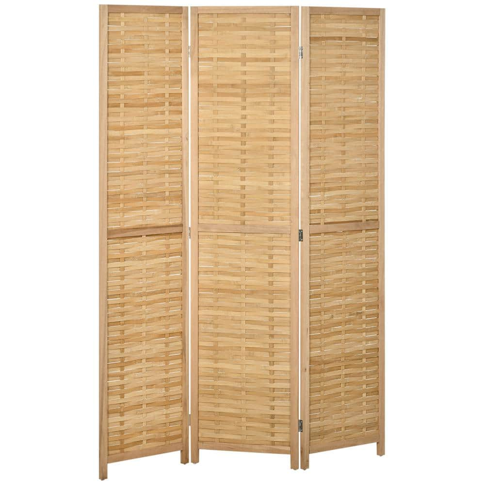 HOMCOM Natural wood 63 in. L x 0.75W x 67 in. H Hand-Wove, Bamboo Room ...