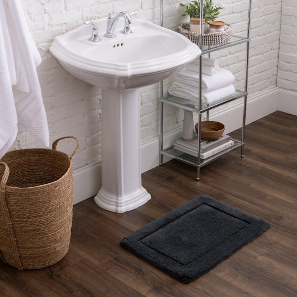 Regency Charcoal 17 in. x 24 in. Gray Cotton Machine Washable Bath Mat