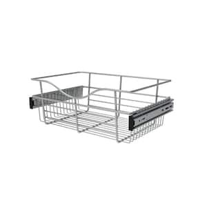 7 in. H x 18 in. W Chrome Steel 1-Drawer Wide Mesh Wire Basket