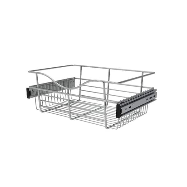Rev-A-Shelf 7 in. H x 18 in. W Chrome Steel 1-Drawer Wide Mesh Wire Basket