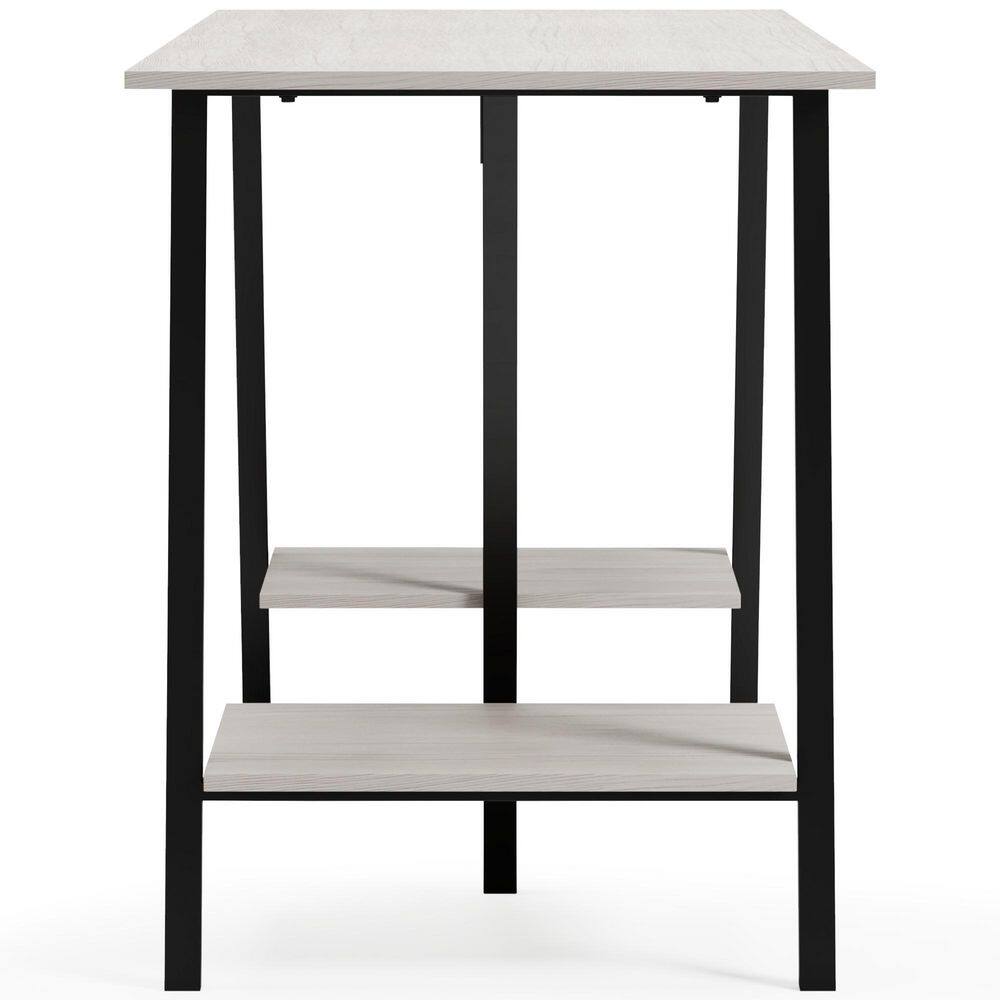 Black and White Transitional Home Office Desk with Shelves