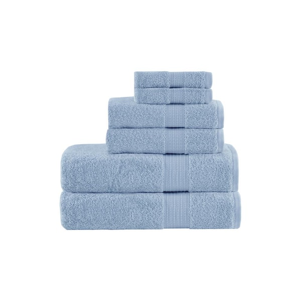 Madison Park Organic 6-Piece Blue Cotton Bath Towel Set