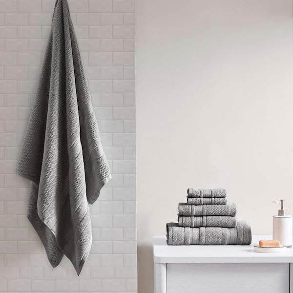 Unbranded Soft Extra Absorbent Quick Dry 6-Piece Bath Towel Set in Dark Gray