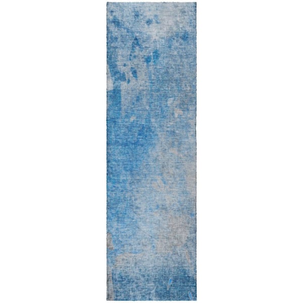 Dream Shag Premium Machine Washable Abstract ADS562 Blue 2 ft. x 7 ft. Runner Rug