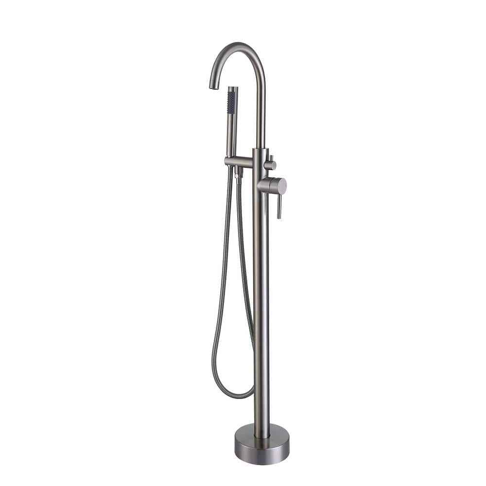 Single-Handle Freestanding Tub Faucet High-Arch with Handheld Shower in Brushed Nickel price history on PriceWatchPro