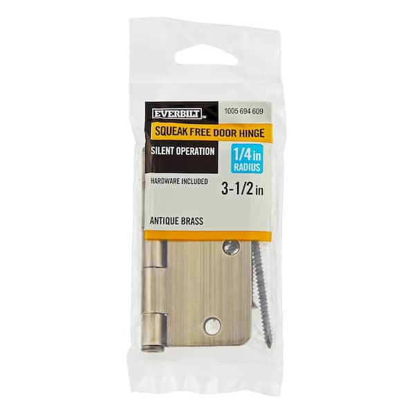 3-1/2 in. x 1/4 in. Radius Antique Brass Squeak-Free Door Hinge
