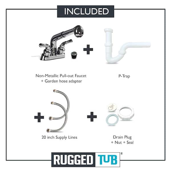 18 in. x 24 in. Polypropylene Granite Laundry Sink with 2 Hdl Non Metallic Pullout Faucet and Installation Kit 18 in. x 24 in. Polypropylene Granite Laundry Sink with 2 Hdl Non Metallic Pullout Faucet and Installation Kit