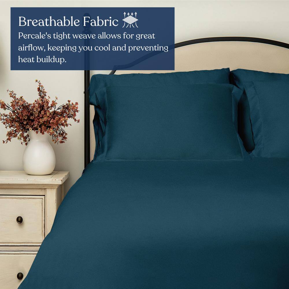 King Midnight Blue Organic Cotton Percale Duvet Set