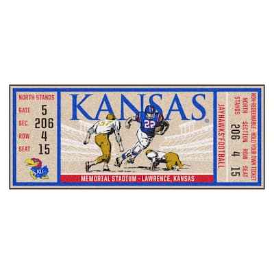 19in x 30in. University of Kansas Ticket Stub Rug 