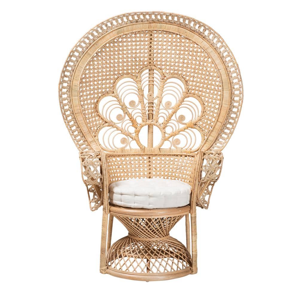 Natural Brown Handcrafted Rattan Peacock Accent Chair