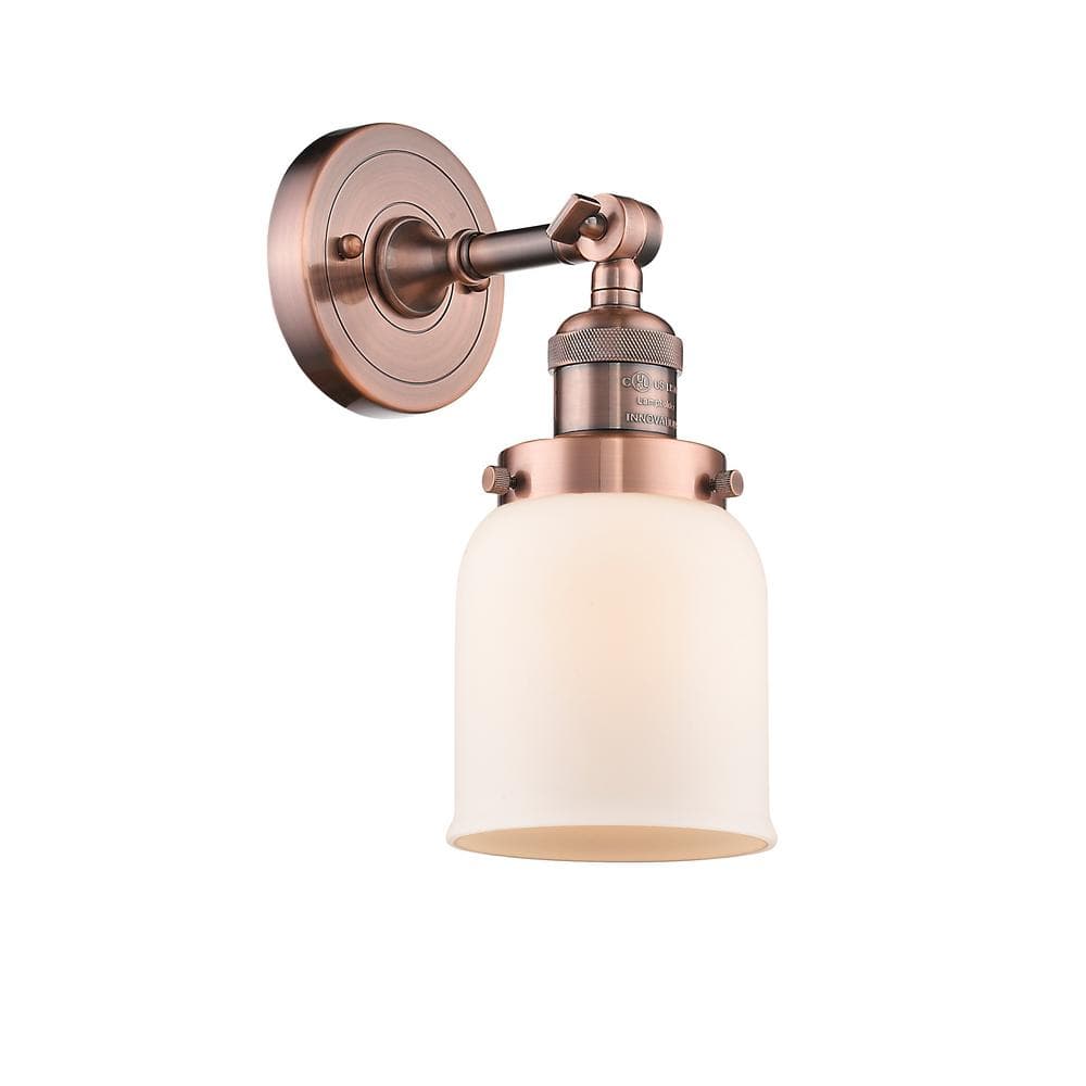 Antique Copper and White Glass Adjustable Wall Sconce