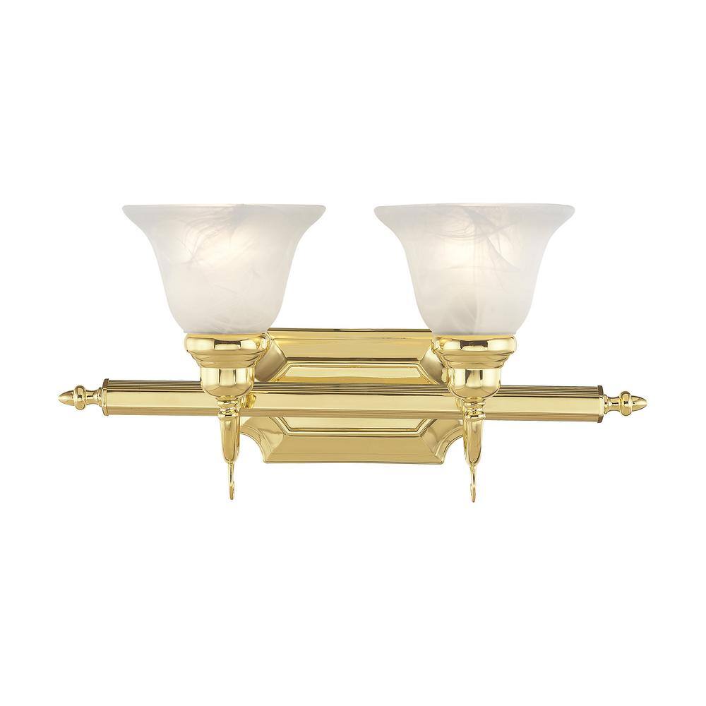 Polished Brass Traditional Bathroom Vanity Light with Bell Shades