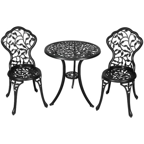 Sunnydaze Black 3-Piece Cast Aluminum Outdoor Bistro Set