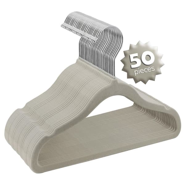 50 Piece Kids Non-Slip Velvet Cloths Hangers with Notched Shoulders in Gray
