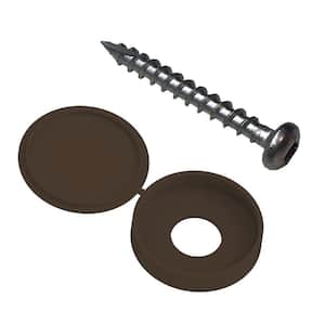 1-1/2 in. L #8 External Square Round Stainless Steel Decorator Screws and Cover Umber (12-Pack)
