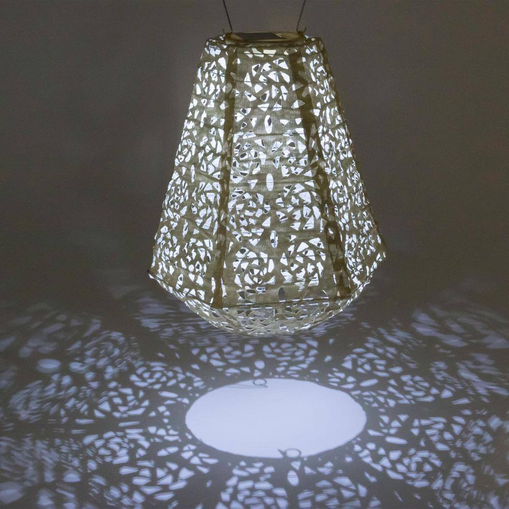 11'' Pearl Tyvek Solar Powered Outdoor Lantern