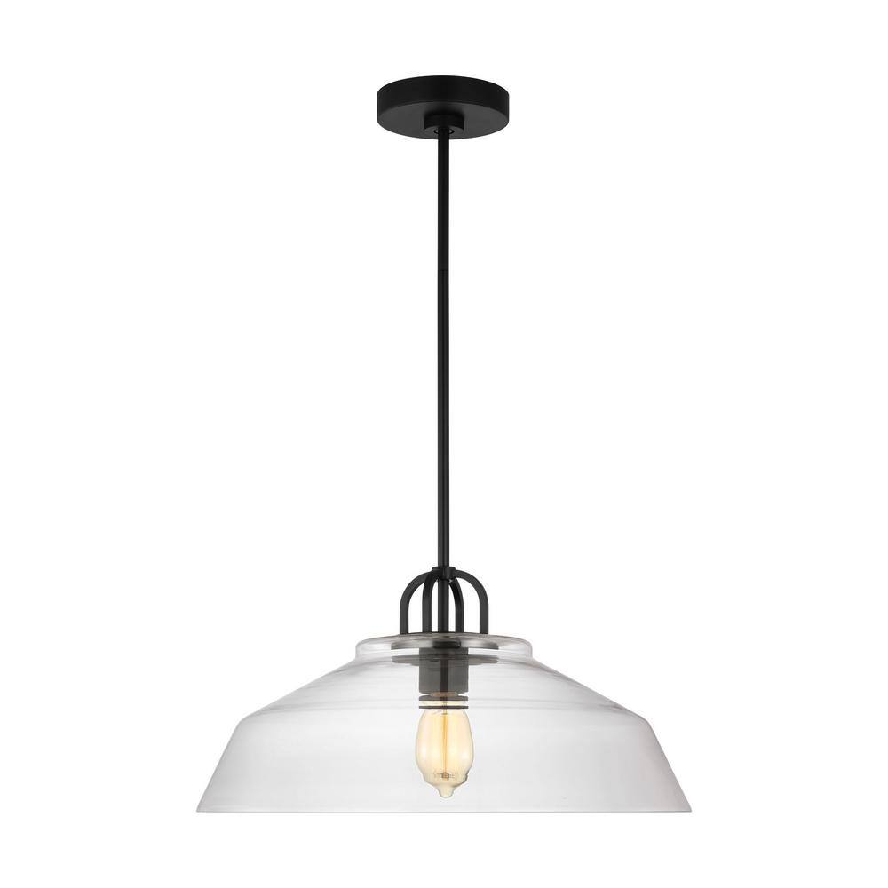 Midnight Black Clear Glass Industrial Pendant Light