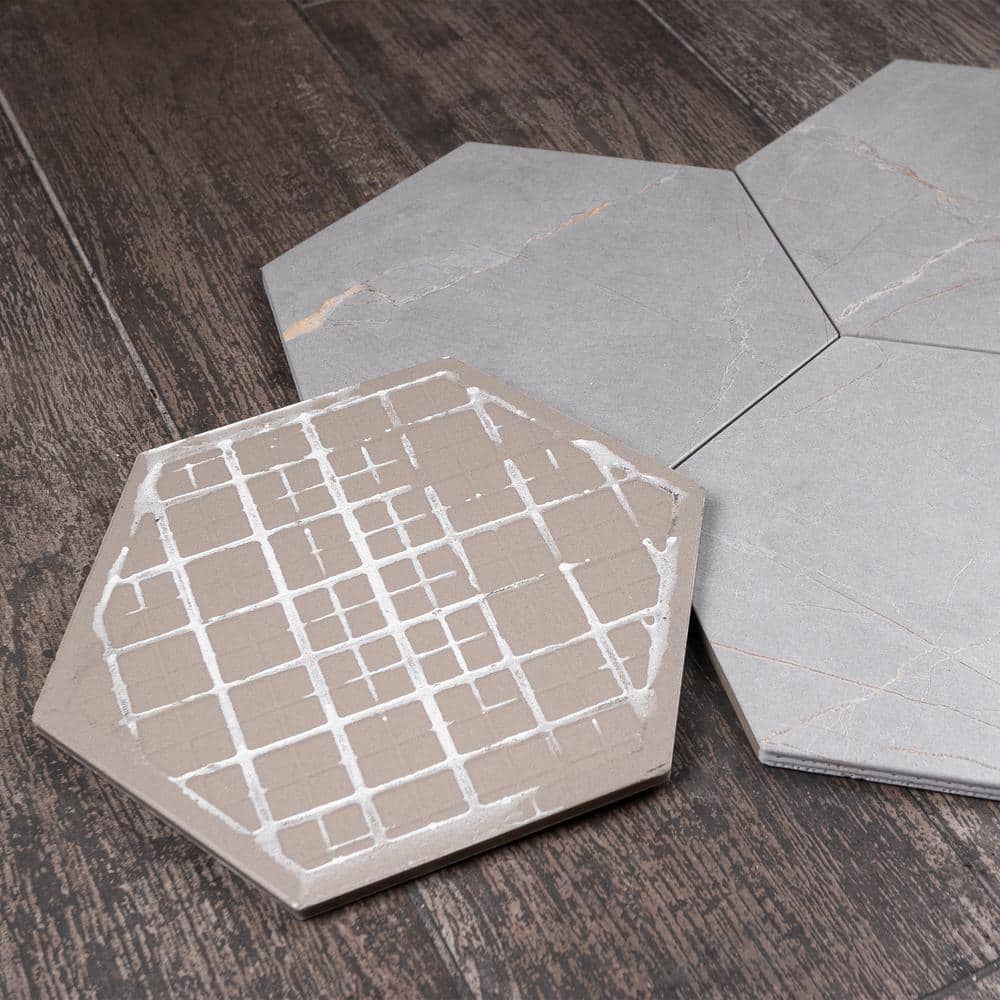 Elegance Gray Hexagon Porcelain Wall & Floor Tile 7.7" x 8.9"