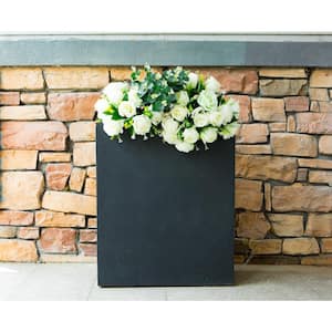 26.8 in. Tall Charcoal Lightweight Concrete Modern Long and High Rectangle Planter