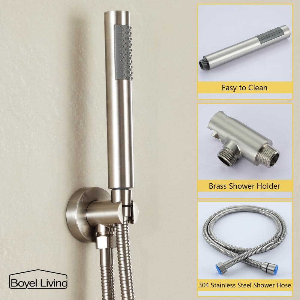 Brushed Nickel 10-Inch Rain Shower System with Handheld Spray