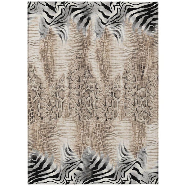 Chantille Machine Washable Indoor/Outdoor Abstract ACN2276 Ivory 5 ft. x 7 ft. 6 in. Area Rug