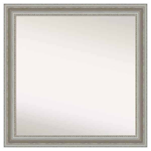 Amanti Art Parlor Silver 37.5 in. x 37.5 in. Cusom Non-Beveled Framed Bathroom Vanity Wall Mirror