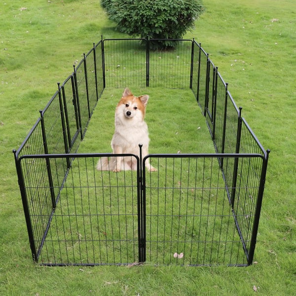 Giantex Dog Fence with Door, 16/8 Panels for Outside Large Dogs, Portable  Pet Playpen Fencing Enclosures, Heavy Duty Metal Camping Dog Fences for The