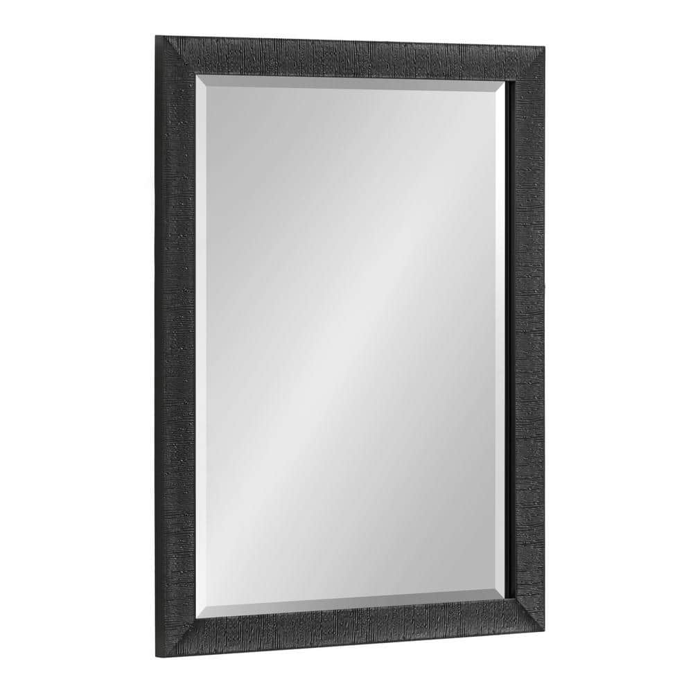 Reyna 18x24 Black Ribbed Rectangle Wall Mirror